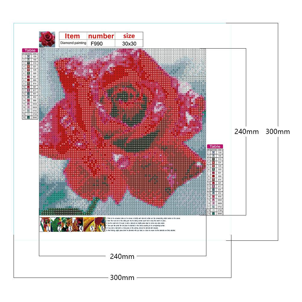 Water Drop Rose - Full Square Drill Diamond Painting 30*30CM