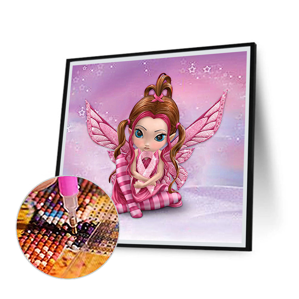 Pink Big Eyes Doll 30*30CM(Canvas) Full Square Drill Diamond Painting