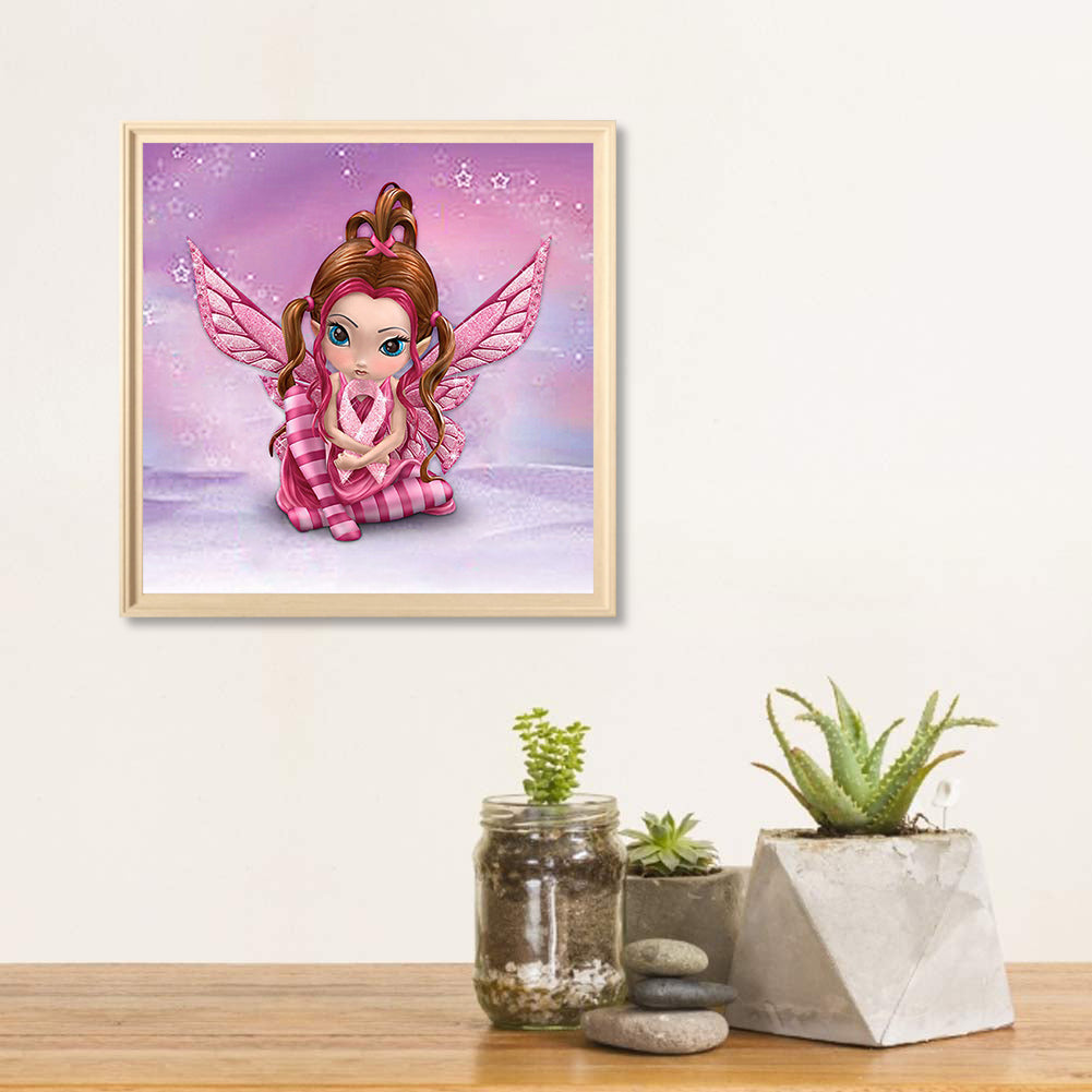 Pink Big Eyes Doll - Full Square Drill Diamond Painting 30*30CM