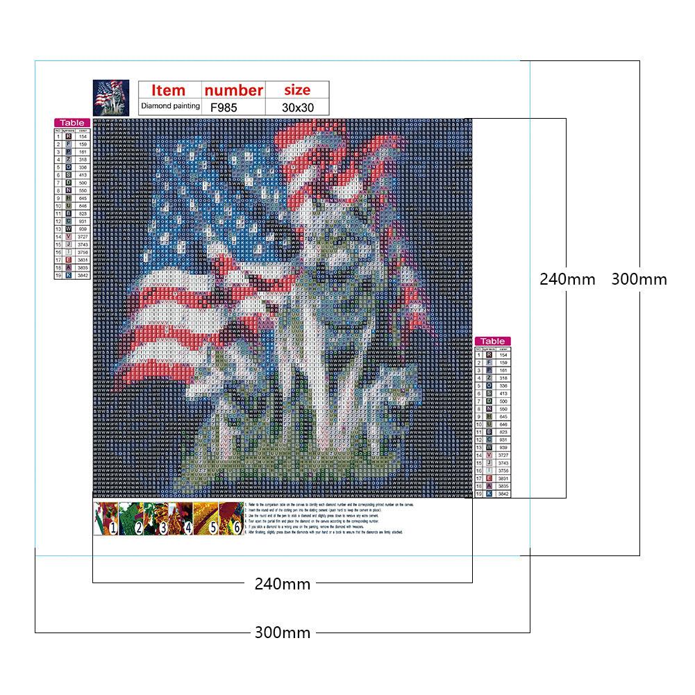American Flag Wolf - Full Square Drill Diamond Painting 30*30CM