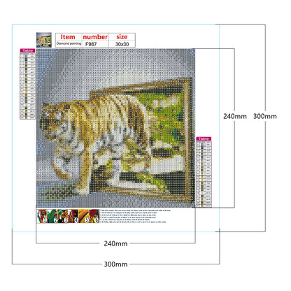 3D Tiger 30*30CM(Canvas) Full Square Drill Diamond Painting