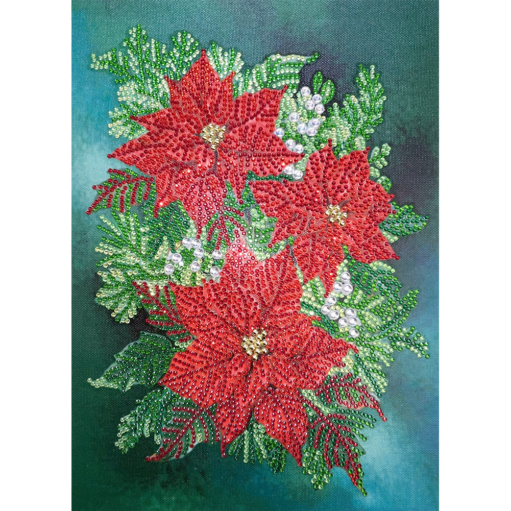 Poinsettia 30*40CM(Canvas) Special Shaped Drill Diamond Painting