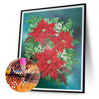 Poinsettia 30*40CM(Canvas) Special Shaped Drill Diamond Painting