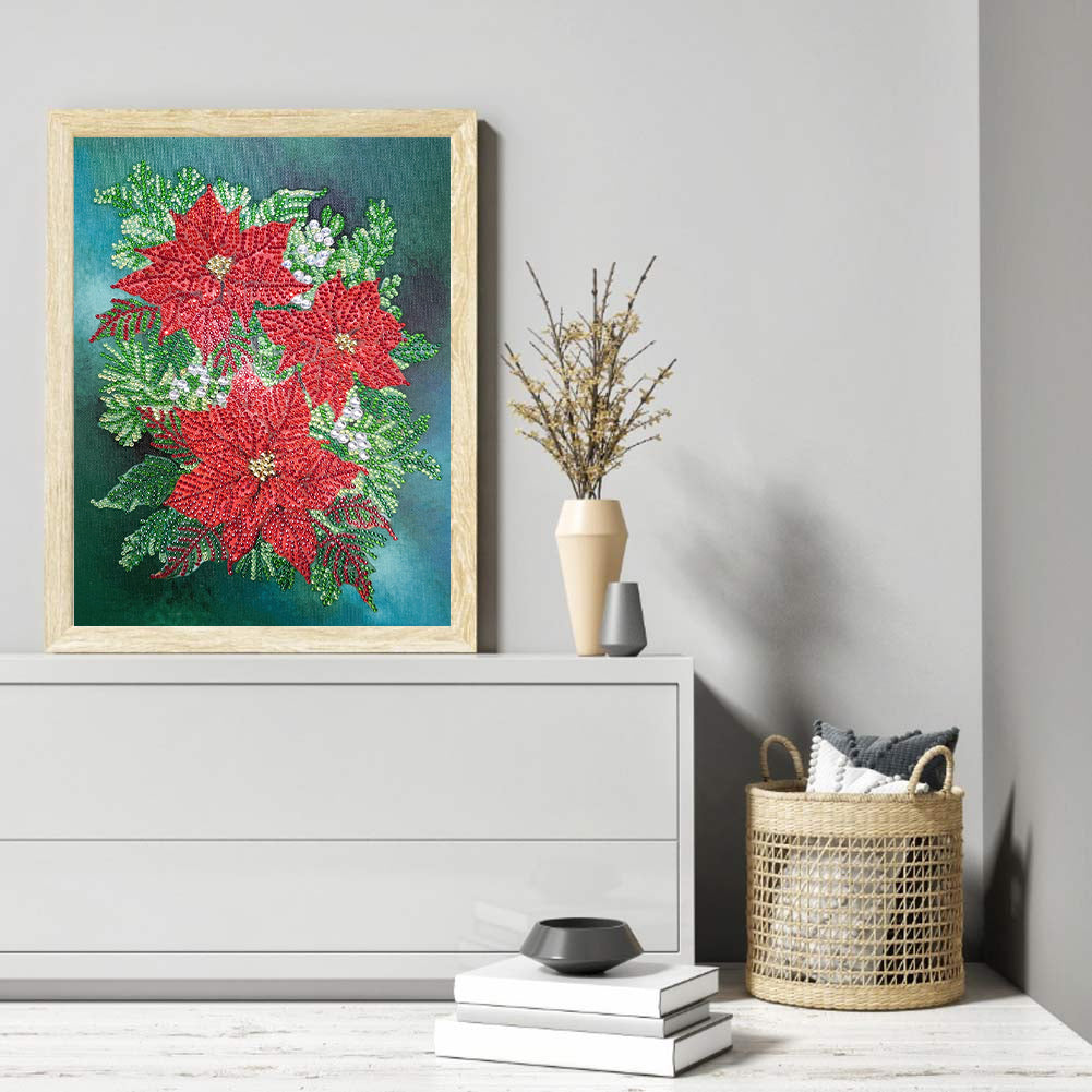 Poinsettia - Special Shaped Drill Diamond Painting 30*40CM