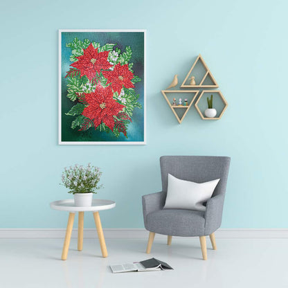 Poinsettia 30*40CM(Canvas) Special Shaped Drill Diamond Painting