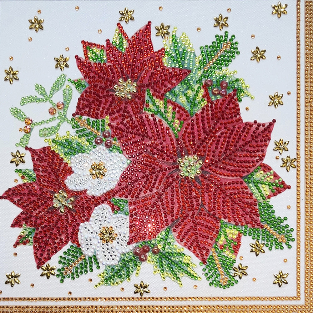 Poinsettia 30*30CM(Canvas) Special Shaped Drill Diamond Painting