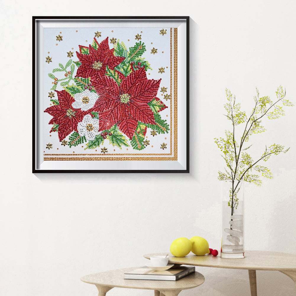 Poinsettia 30*30CM(Canvas) Special Shaped Drill Diamond Painting