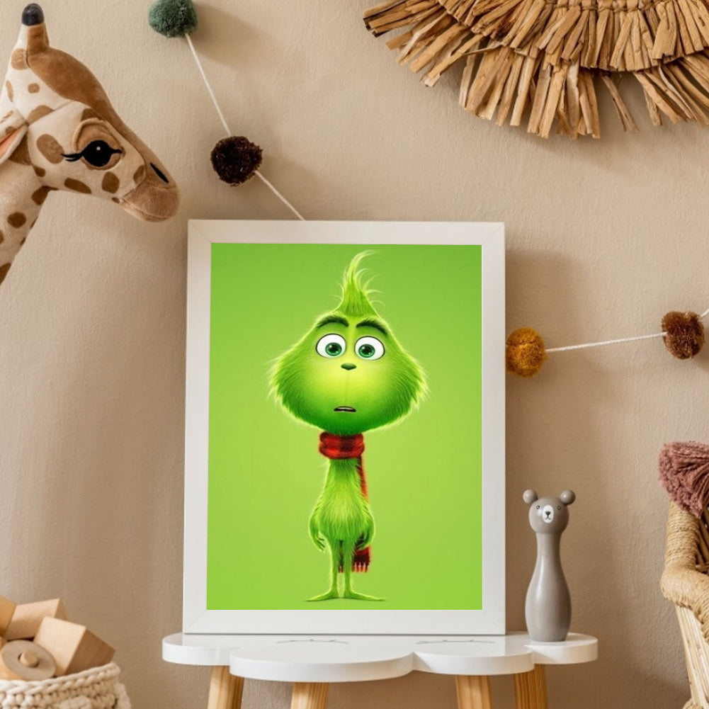 Green Hairy Monster 20*30CM(Canvas) Full Round Drill Diamond Painting