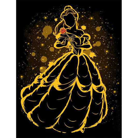 Princess Belle Silhouette - Full Round Drill Diamond Painting 40*50CM