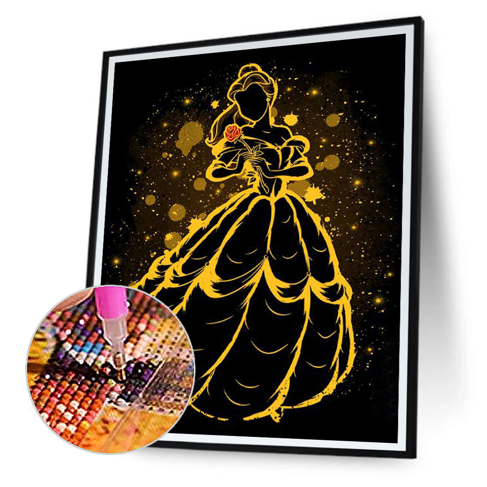 Princess Belle Silhouette - Full Round Drill Diamond Painting 40*50CM