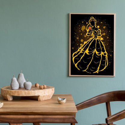 Princess Belle Silhouette - Full Round Drill Diamond Painting 40*50CM