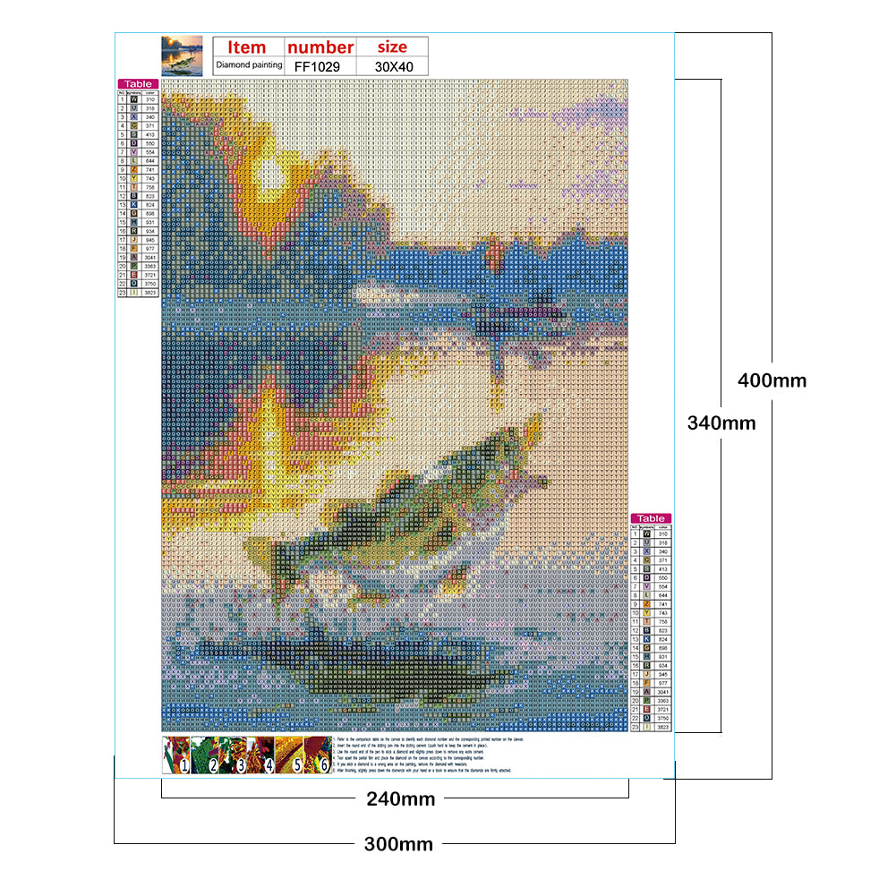 Fishing - Full Square Drill Diamond Painting 30*40CM