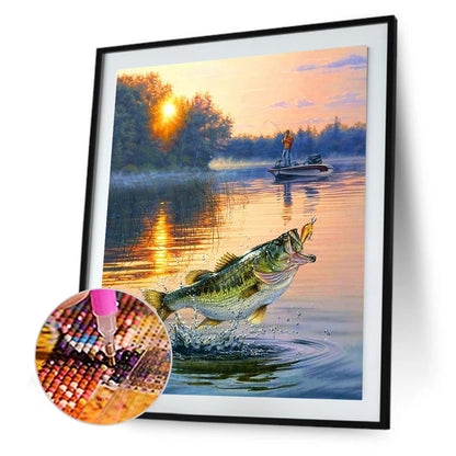 Fishing 30*40CM(Canvas) Full Square Drill Diamond Painting