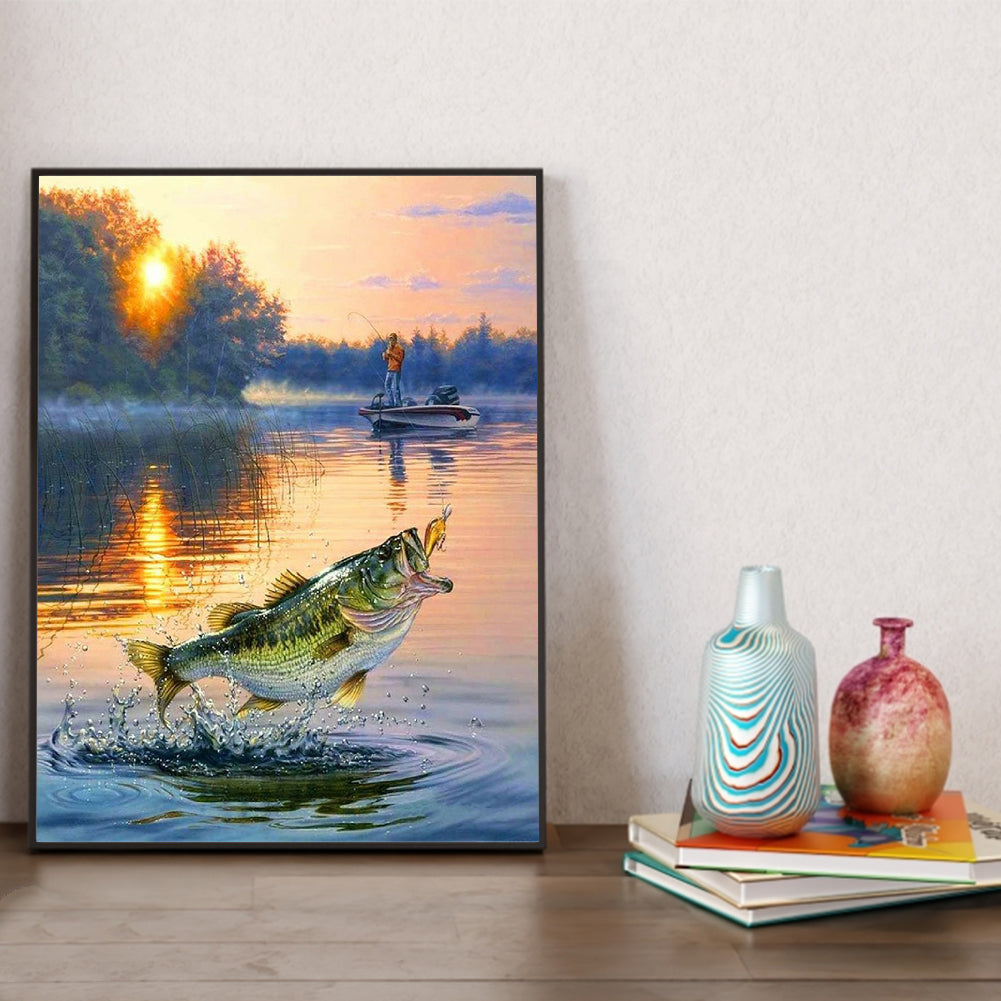 Fishing 30*40CM(Canvas) Full Square Drill Diamond Painting