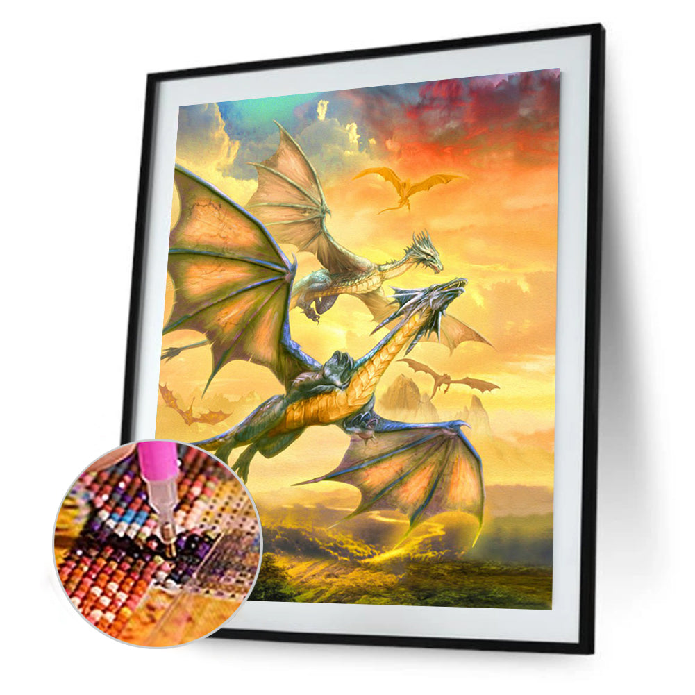 Two Pterosaurs - Full Round Drill Diamond Painting 30*40CM