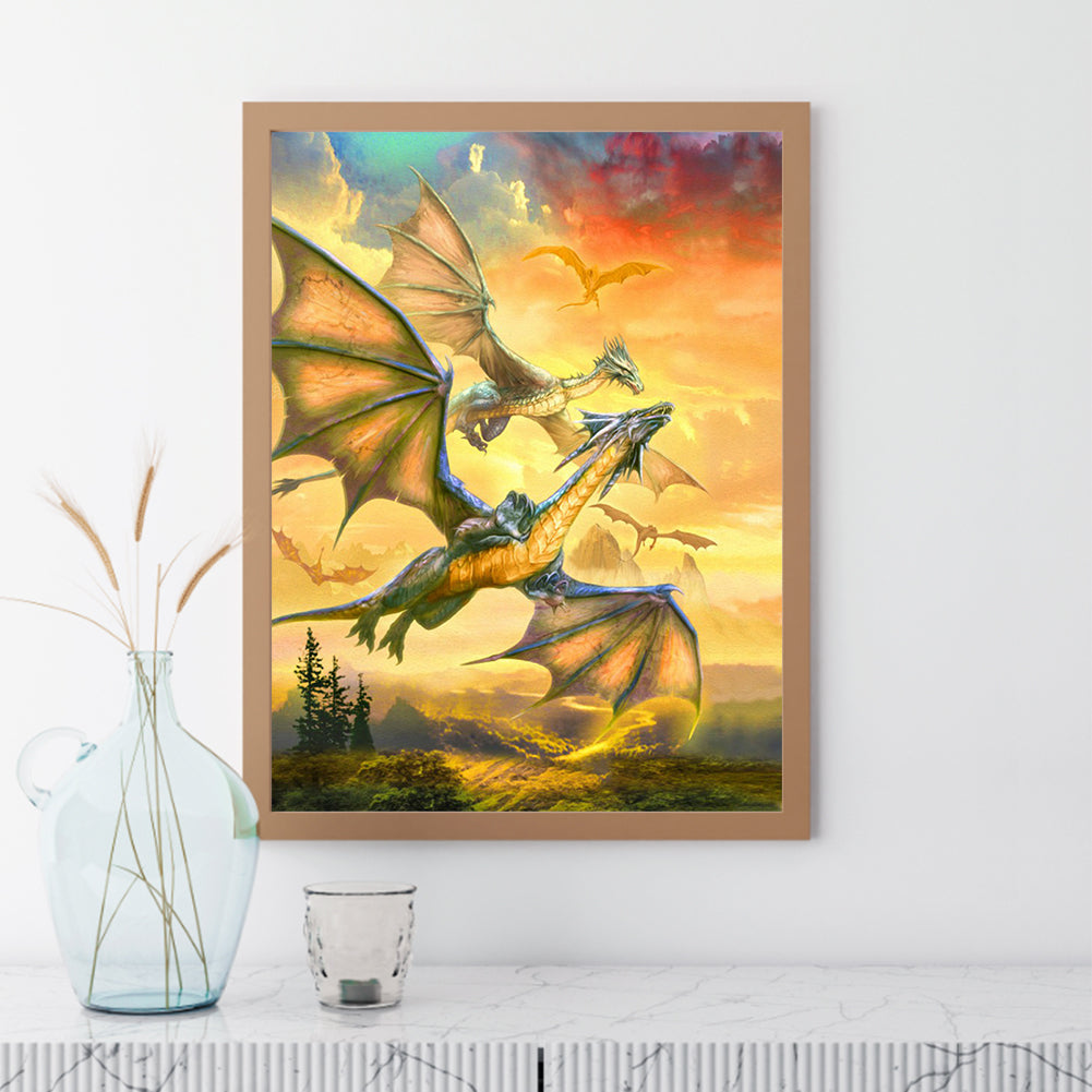 Two Pterosaurs - Full Round Drill Diamond Painting 30*40CM