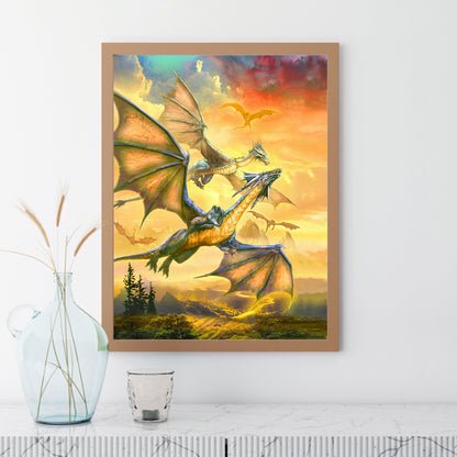 Two Pterosaurs - Full Round Drill Diamond Painting 30*40CM
