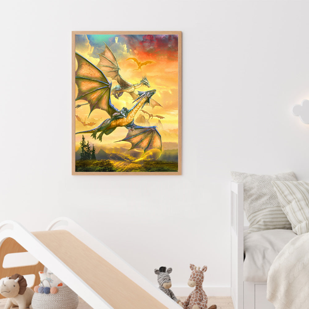 Two Pterosaurs - Full Round Drill Diamond Painting 30*40CM
