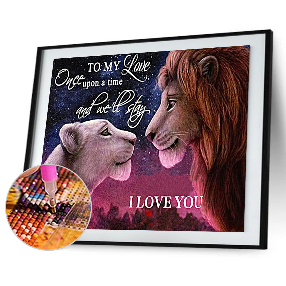 Lion King And Queen - Full Round Drill Diamond Painting 50*40CM