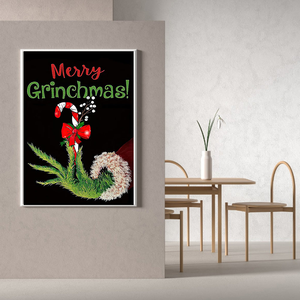 Green Hairy Monster 30*40CM(Canvas) Full Round Drill Diamond Painting