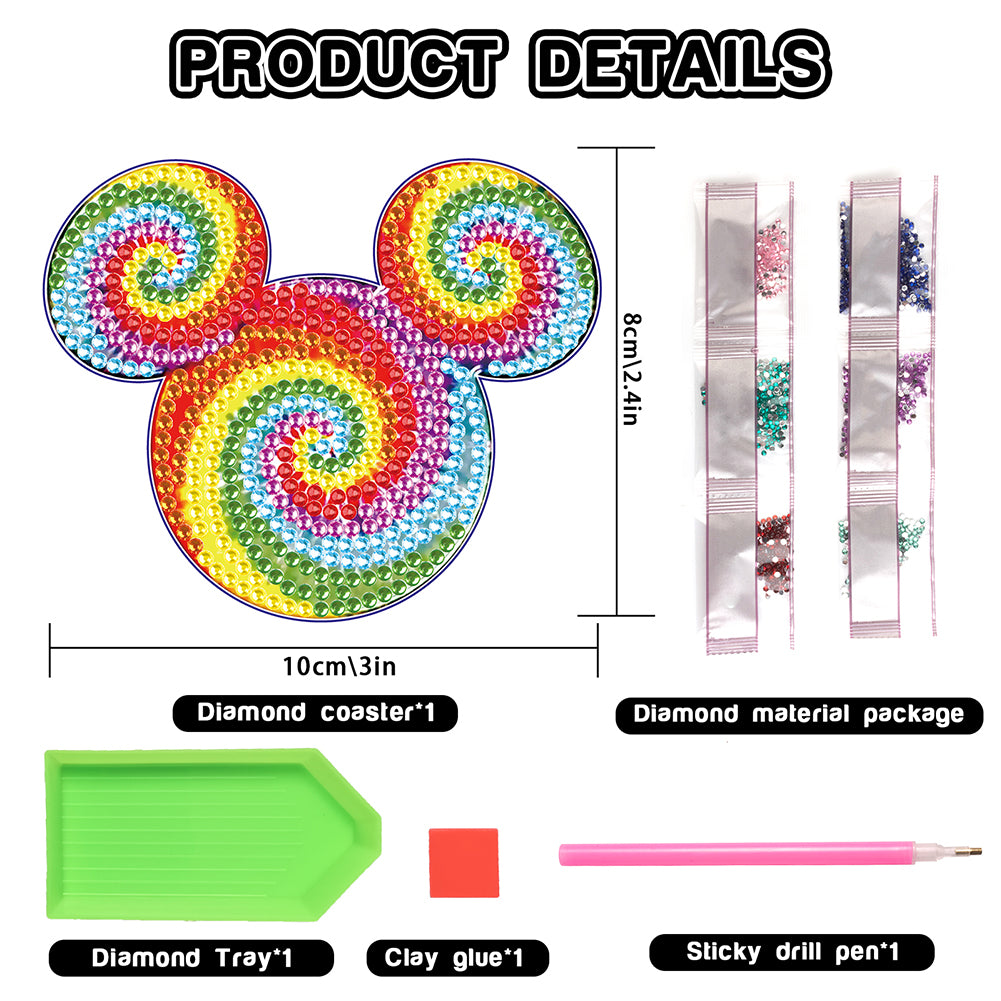 DIY Diamonds Mosaic Cup Cushion Anti-scald Wooden Cartoon Cup Mat for Kids Gifts