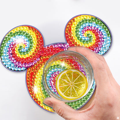 DIY Diamonds Mosaic Cup Cushion Anti-scald Wooden Cartoon Cup Mat for Kids Gifts