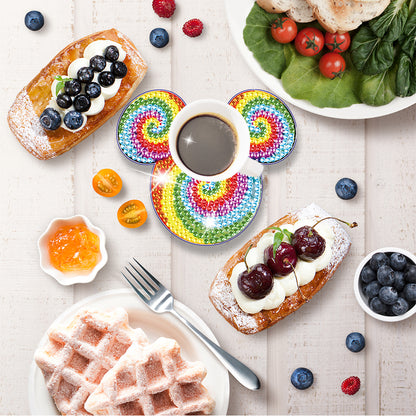 DIY Diamonds Mosaic Cup Cushion Anti-scald Wooden Cartoon Cup Mat for Kids Gifts