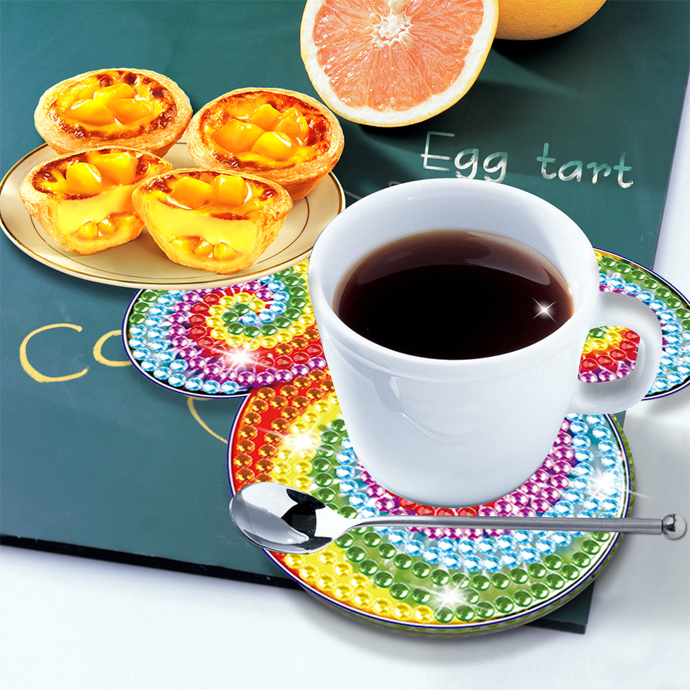 DIY Diamonds Mosaic Cup Cushion Anti-scald Wooden Cartoon Cup Mat for Kids Gifts