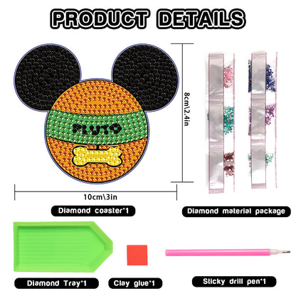 DIY Diamonds Mosaic Cup Cushion Anti-scald Wooden Cartoon Cup Mat for Kids Gifts