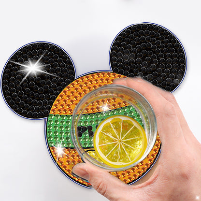 DIY Diamonds Mosaic Cup Cushion Anti-scald Wooden Cartoon Cup Mat for Kids Gifts