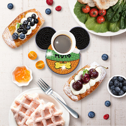 DIY Diamonds Mosaic Cup Cushion Anti-scald Wooden Cartoon Cup Mat for Kids Gifts