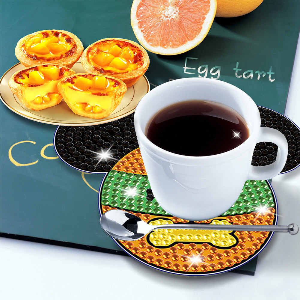 DIY Diamonds Mosaic Cup Cushion Anti-scald Wooden Cartoon Cup Mat for Kids Gifts