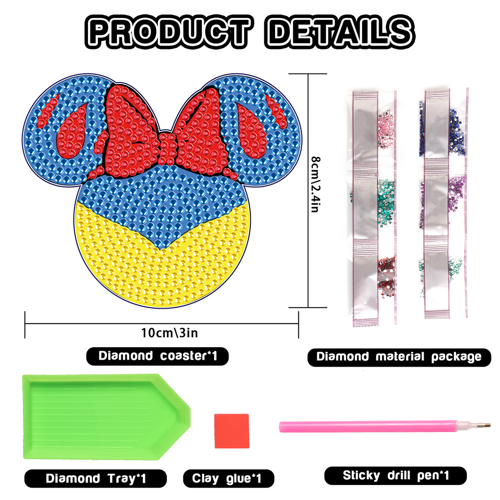 DIY Diamonds Mosaic Cup Cushion Anti-scald Wooden Cartoon Cup Mat for Kids Gifts