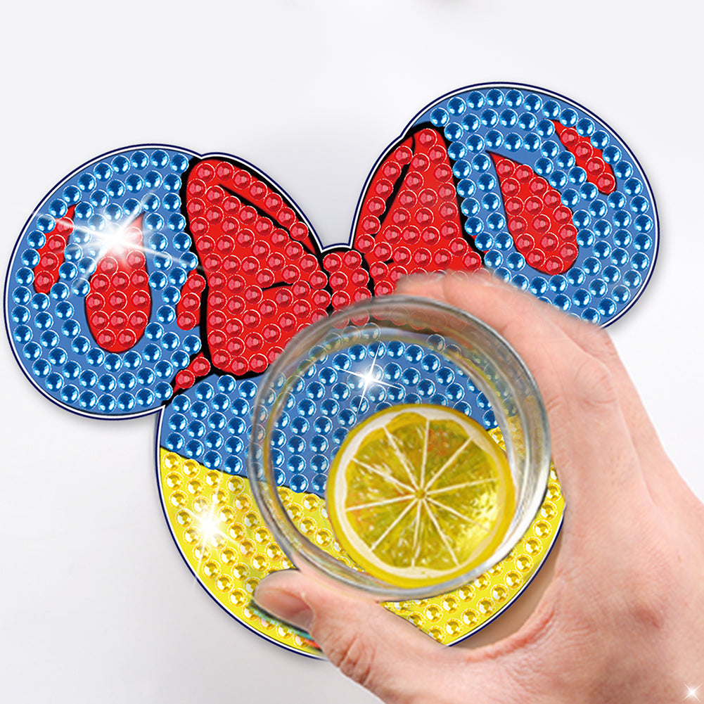 DIY Diamonds Mosaic Cup Cushion Anti-scald Wooden Cartoon Cup Mat for Kids Gifts
