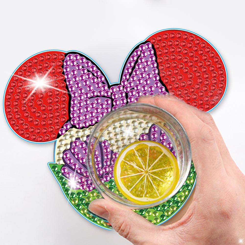 DIY Diamonds Mosaic Cup Cushion Anti-scald Wooden Cartoon Cup Mat for Kids Gifts