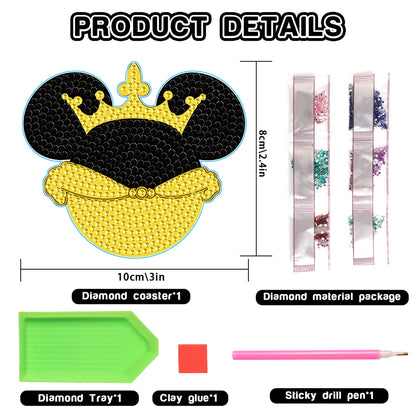 DIY Diamonds Mosaic Cup Cushion Anti-scald Wooden Cartoon Cup Mat for Kids Gifts