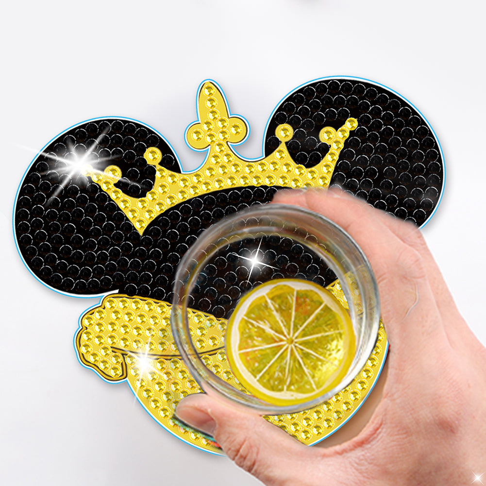 DIY Diamonds Mosaic Cup Cushion Anti-scald Wooden Cartoon Cup Mat for Kids Gifts