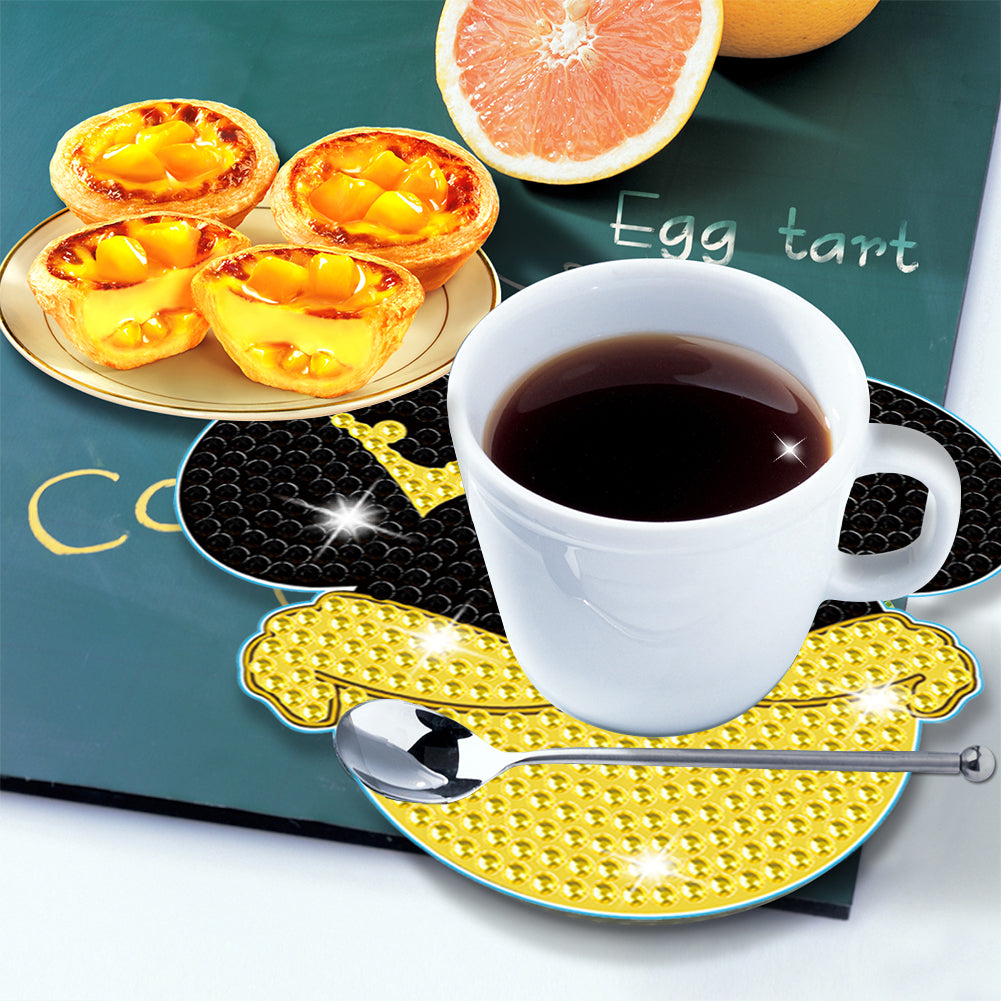 DIY Diamonds Mosaic Cup Cushion Anti-scald Wooden Cartoon Cup Mat for Kids Gifts