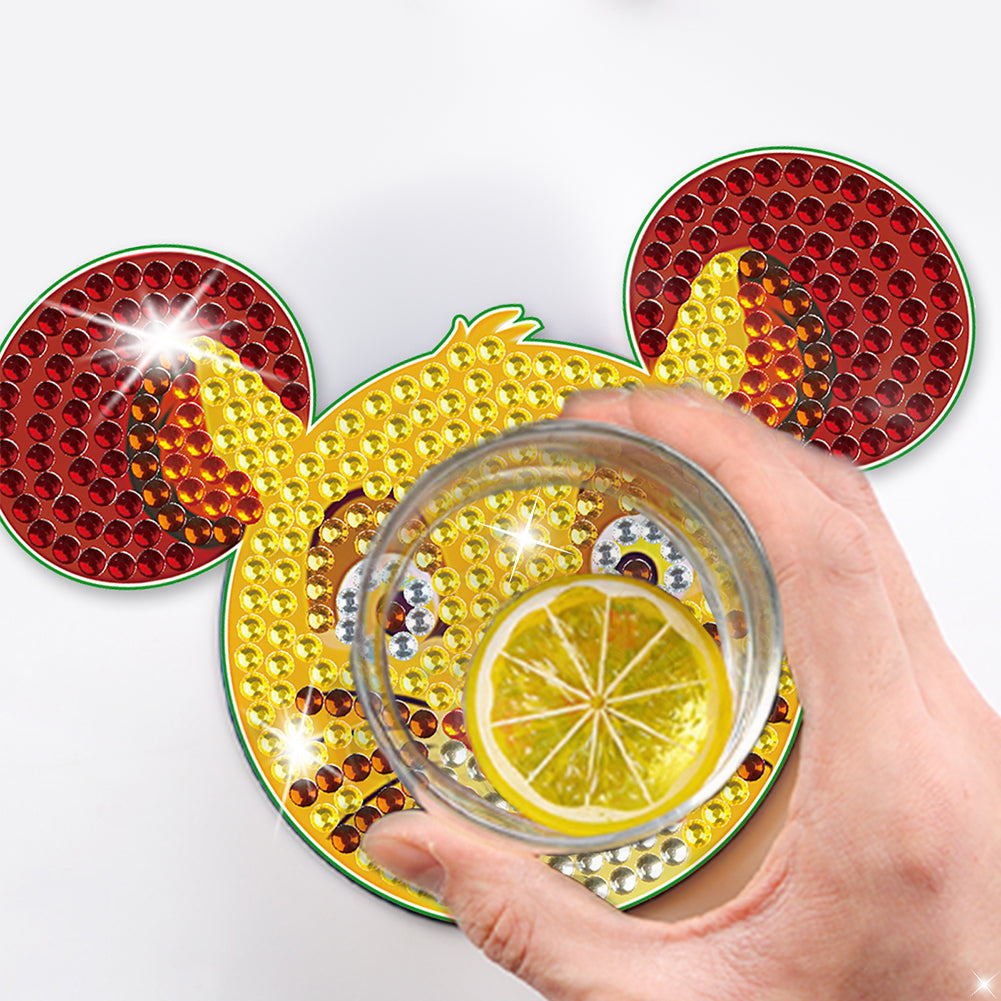 DIY Diamonds Mosaic Cup Cushion Anti-scald Wooden Cartoon Cup Mat for Kids Gifts