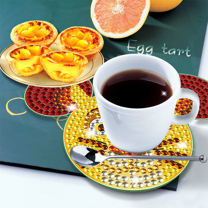 DIY Diamonds Mosaic Cup Cushion Anti-scald Wooden Cartoon Cup Mat for Kids Gifts