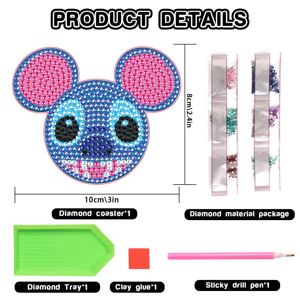 DIY Diamonds Mosaic Cup Cushion Anti-scald Wooden Cartoon Cup Mat for Kids Gifts