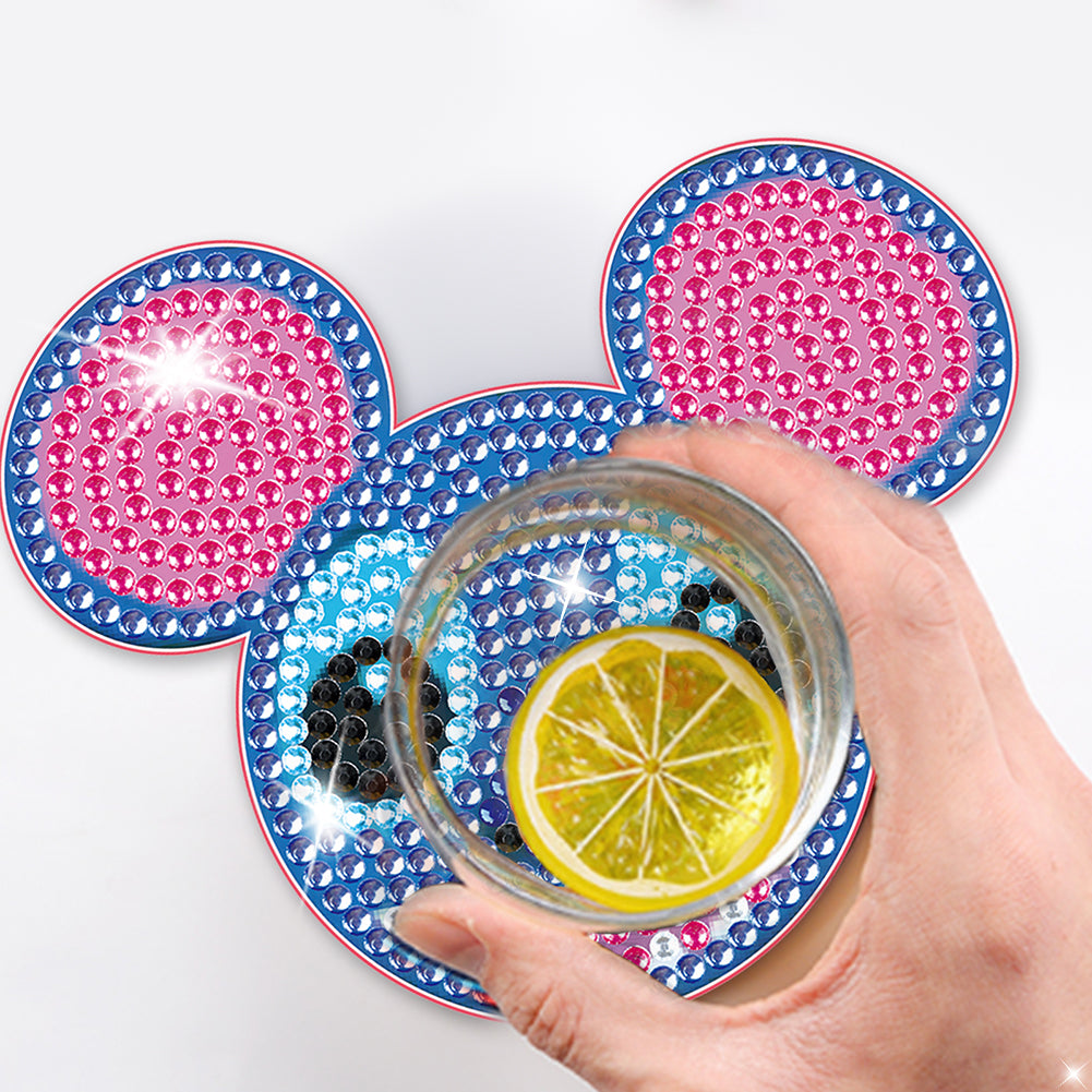 DIY Diamonds Mosaic Cup Cushion Anti-scald Wooden Cartoon Cup Mat for Kids Gifts