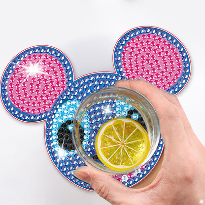 DIY Diamonds Mosaic Cup Cushion Anti-scald Wooden Cartoon Cup Mat for Kids Gifts