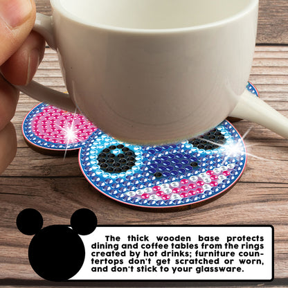 DIY Diamonds Mosaic Cup Cushion Anti-scald Wooden Cartoon Cup Mat for Kids Gifts