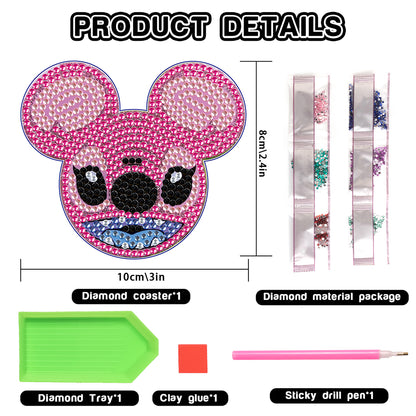 DIY Diamonds Mosaic Cup Cushion Anti-scald Wooden Cartoon Cup Mat for Kids Gifts