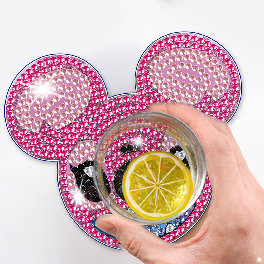 DIY Diamonds Mosaic Cup Cushion Anti-scald Wooden Cartoon Cup Mat for Kids Gifts