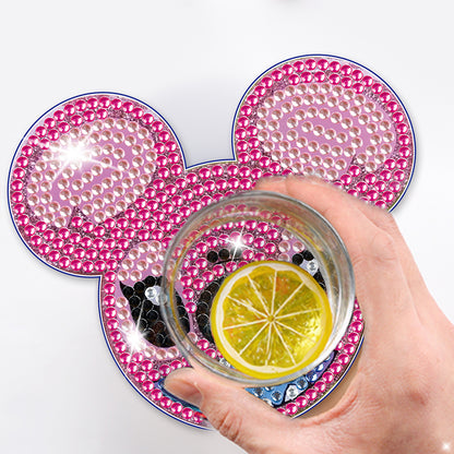 DIY Diamonds Mosaic Cup Cushion Anti-scald Wooden Cartoon Cup Mat for Kids Gifts