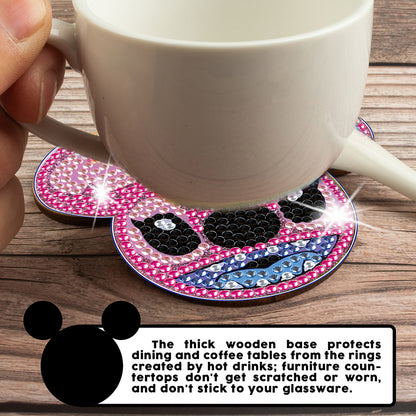 DIY Diamonds Mosaic Cup Cushion Anti-scald Wooden Cartoon Cup Mat for Kids Gifts