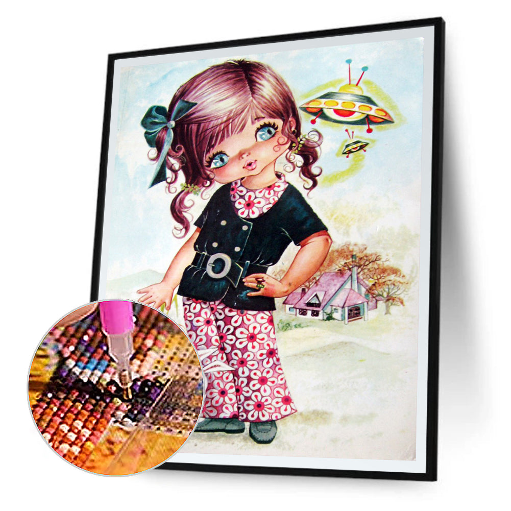 Cartoon Little Girl - Full Round Drill Diamond Painting 30*40CM