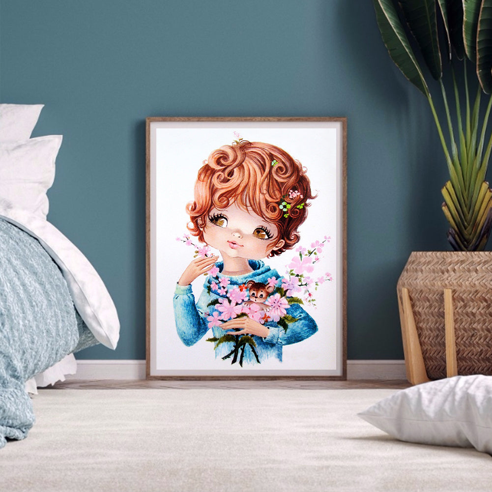 Cartoon Little Girl - Full Round Drill Diamond Painting 30*40CM